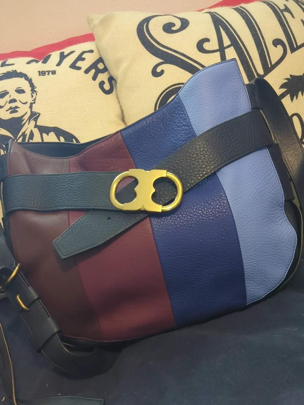 Authentic Tory Burch Gemini Link Hobo Striped Cross Shoulder Bag‎